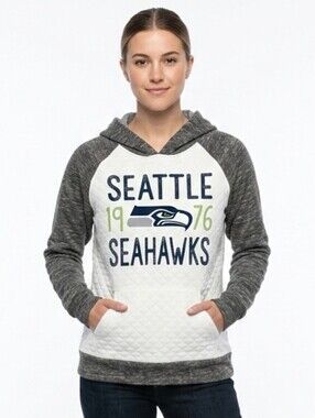 New Seattle SEAHAWKS Football 12 fan Quilted Hoodie Hooded Sweatshirt Juniors L